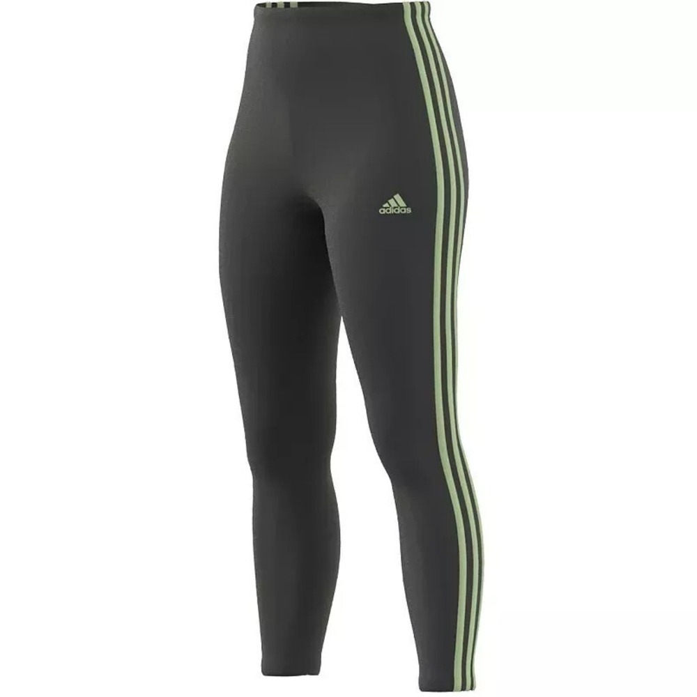 Adidas Women's Leggings Grey/Green Essentials 3S HR Single Jersey IY9009 Size S